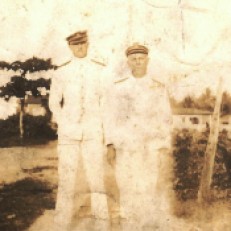 cir 1920 - David Edmund Morris, Chief Engineer, USS Ranger. David Edmund Morris is the officer on the right of the photo.